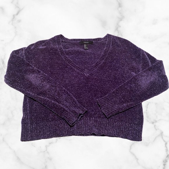 Purple V-Neck Chenille Sweater - Picture 2 of 5